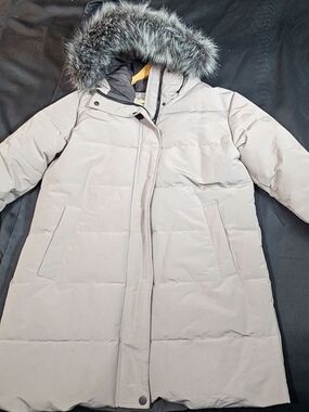 Women's Wantdo Off White Puffer Parka with Faux Fur Hood